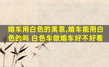 婚车用白色的寓意,婚车能用白色的吗 白色车做婚车好不好看